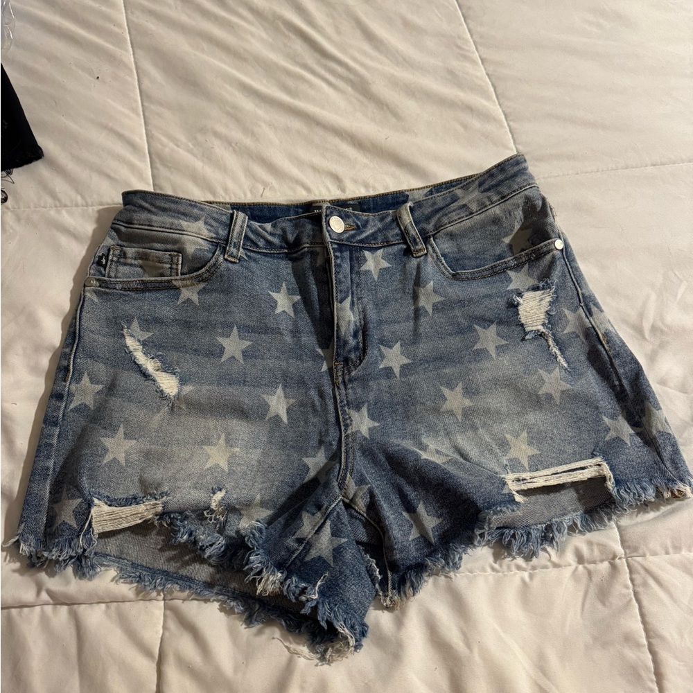 Judy Blue Star Cut-Off Denim Shorts